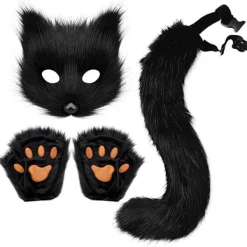 Pälsmask Vargsvans och Pottvantar Set Vuxen Kattmask Djurfest och Festligt Kul> Tillbehör