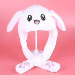 DAO Plush Kaninöronhatt med Rörliga Öron - Intressant Söt Mjuk Plysch Kaninhatt Present till Flickor Nytt {db} White Rabbit Hat> Huvudbonader