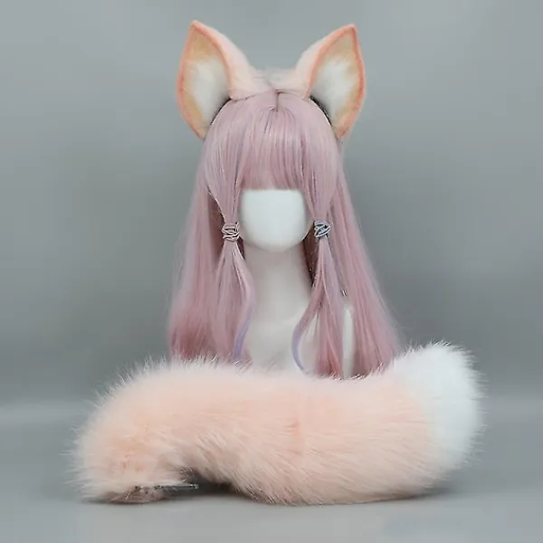 Plush Schakal Kattungar Cosplay Lolita Hårband Räv Schakal Kattsvans Lolita Handgjorda Djuröron Huvudbonader Kawaii Tillbehör (Brun)> Huvudbonader