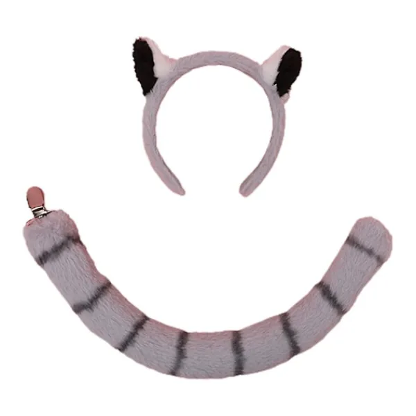 Plushdjur Lemur Öron Huvudbonad Lolita Huvudbonad Lång Svans Päls Hårband> Huvudbonader