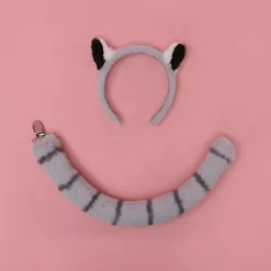 Plushdjur Lemur Öron Huvudbonad Lolita Huvudbonad Lång Svans Päls Hårband> Huvudbonader