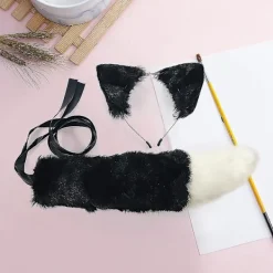 Plushvarg Huvudband med Öron och Svans för Cosplay, Halloweenfest, Barn och Vuxna><noscript><img width=