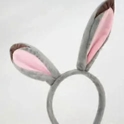 Plysch Djur Öron Hårband Söta Kanin Hund Öron Huvudbonad Party Favör Kostym Tillbehör för Halloween Jul (vit hund tvådelad)><noscript><img width=