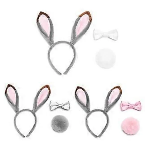 Plysch Djur Öron Hårband Söta Kanin Hund Öron Huvudbonad Party Favör Kostym Tillbehör för Halloween Jul (vit hund tvådelad)> Huvudbonader