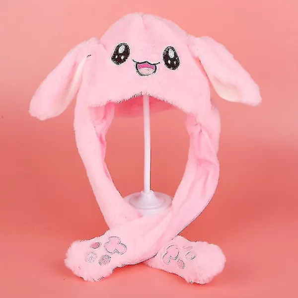Plysch Kanin Öron Mössa Kan Flytta Intressant Söta Mjuka Plysch Kanin Mössa Gåvor För Flickor Lumius Stitch Hat> Huvudbonader