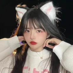 Plysch katt- och rävdjursöron hårklämma cos hårkort juldekoration><noscript><img width=