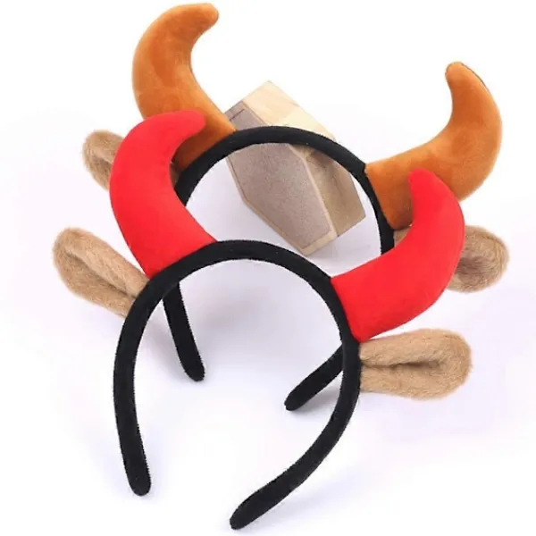 Plysch Ko Öron och Horn Hårband Rolig Djur Cosplay Party Kostym Hårdiadem> Huvudbonader