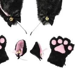 Plysch Pannband och Handskar Set Huvudbonad med Fluga Klocka Party Kostym Fancy><noscript><img width=