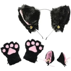 Plysch Pannband och Handskar Set Huvudbonad med Fluga Klocka Party Kostym Fancy><noscript><img width=