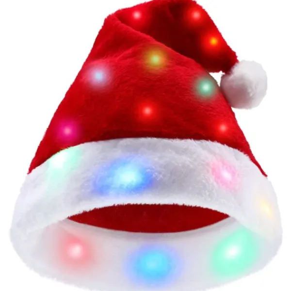 Plysch tomteluva - Lysande, roliga julhattar för barn & vuxna Röd> Huvudbonader