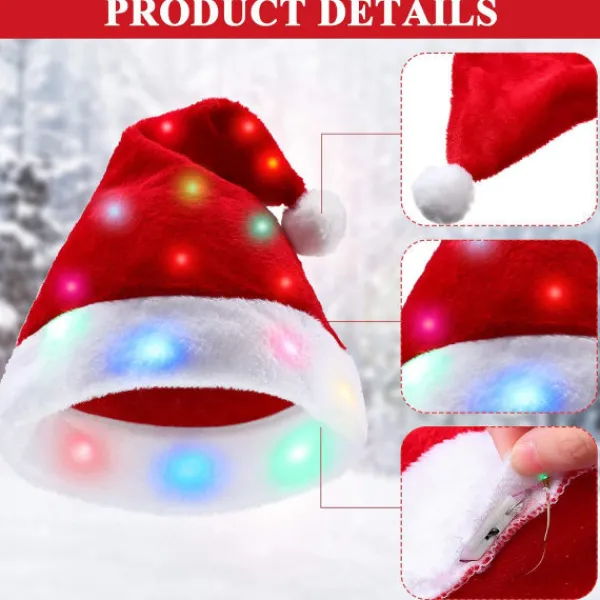 Plysch tomteluva - Lysande, roliga julhattar för barn & vuxna Röd> Huvudbonader