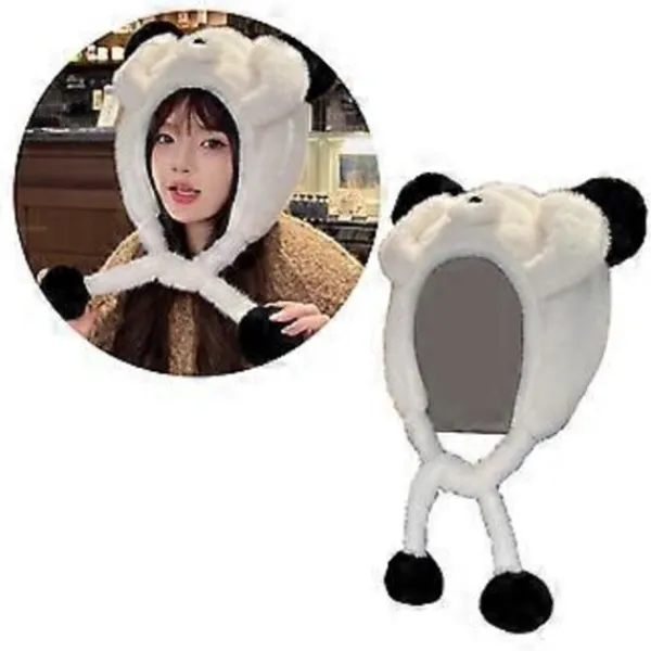 Plyschbjörn Öronmössa för Vinter Varma Mössor Pullover Mössa Rollspel Party Kostym Mössa Unisex Trappermössa för Bergsklättring Vit> Huvudbonader