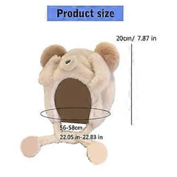 Plyschbjörn Öronmössa för Vinter Varma Mössor Pullover Mössa Rollspel Party Kostym Mössa Unisex Trappermössa för Bergsklättring Vit> Huvudbonader