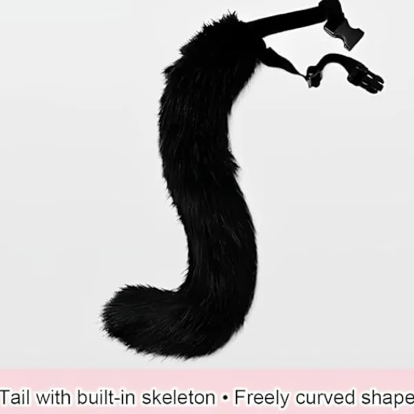 Plyschmask med rävsvans och öron set, katt svans räv kostym cosplay kostym med kattöron och tasshandskar halloween cosplay grå> Dräkter