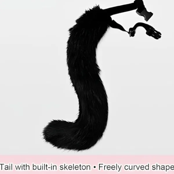 Plyschmask med rävsvans och öron set, katt svans räv kostym cosplay kostym med kattöron och tasshandskar halloween cosplay grå{F2}> Dräkter