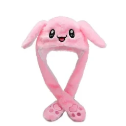 Plyschmössa med rörliga långa kaninöron> Huvudbonader