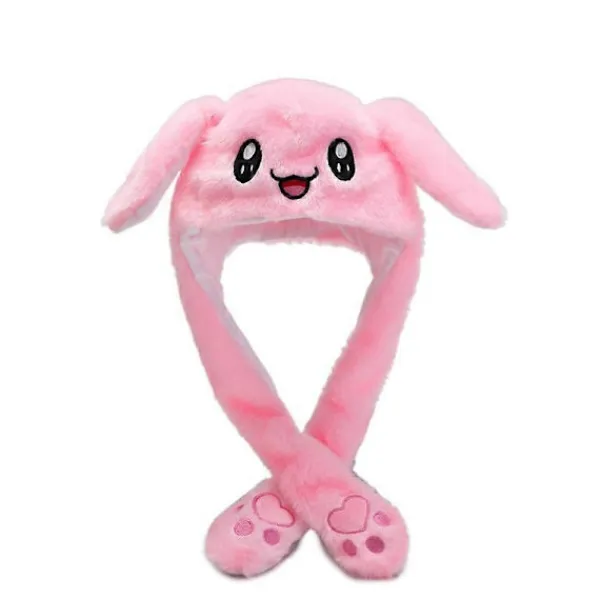 Plyschmössa med rörliga långa kaninöron> Huvudbonader