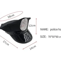 Polis Mössa Vuxen Polis Cosplay Mössa Kapten Mössa Officer Mössa Tillbehör Scenframträdande Militär Mössor Halloween Fest><noscript><img width=