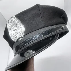 Polis Mössa Vuxen Polis Cosplay Mössa Kapten Mössa Officer Mössa Tillbehör Scenframträdande Militär Mössor Halloween Fest><noscript><img width=