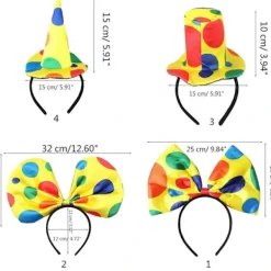 Polkadot Clown Hårband för Vuxna Barn Cosplay Party Kostym Rollspel Clown Huvudbonad Halloween Kostymtillbehör En Rosett Hårband><noscript><img width=