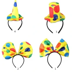 Polkadot Clown Hårband för Vuxna Barn Cosplay Party Kostym Rollspel Clown Huvudbonad Halloween Kostymtillbehör En Rosett Hårband><noscript><img width=