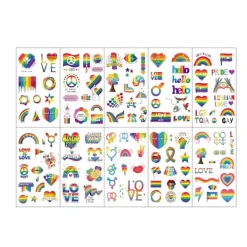 Pride Day Tatuering med Kärlek Regnbåge Pride Party Temporära Klistermärken_xx> Smink
