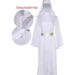 Prinsessan Leia-dräkt, vit lång kjol vuxen föreställningsdräkt XXL> Dräkter