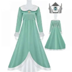 Prinsessan Peach Kostym, Peach Daisy Rosalina Utklädningsklänning för Flickor Cosplay Outfit med Tillbehör> Dräkter