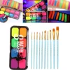 Professionell Ansikts- och Kroppsmålningskit Palett med Penslar Fancy Art Pigment Glow för Halloween Juldekoration Konstnärskostym> Smink