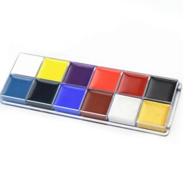 Professionell 12-färgers ansiktsfärgspalett för Halloweenfest - Uppfriskande och irriterande fri kroppspainting> Smink