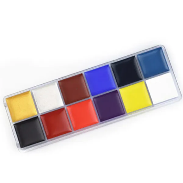 Professionell 12-färgers ansiktsfärgspalett för Halloweenfest - Uppfriskande och irriterande fri kroppspainting> Smink