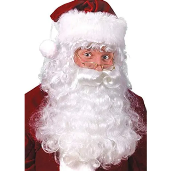 Professionell kvalitets vit tomtefar jul peruk, skägg och ögonbryn set> Tillbehör