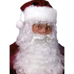 Professionell kvalitets vit jultomte peruk, skägg och ögonbryn set><noscript><img width=
