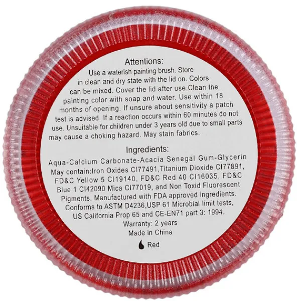 Professionell vattenbaserad matt kroppsmålningspigment Scen Ansiktsfärg Smink (Röd)> Smink