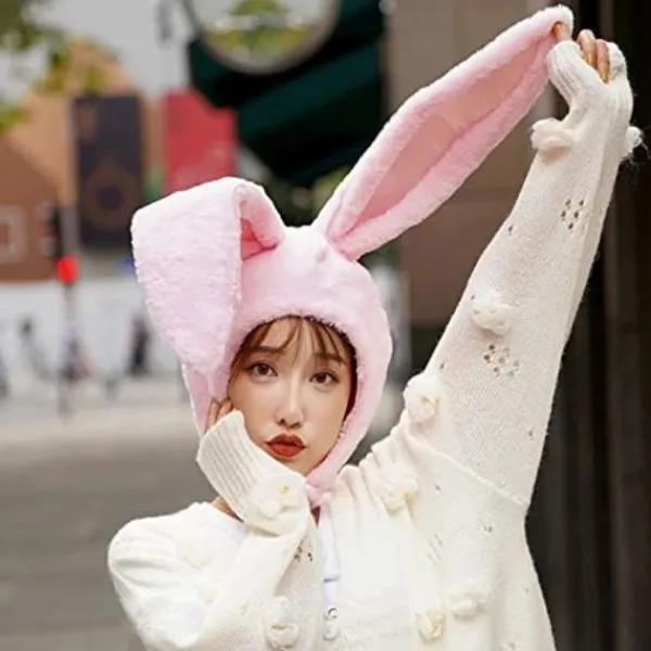 Påskkaninhatt Rolig Öron Plysch Huva Kvinnor Kostym Kaninhatt C> Huvudbonader