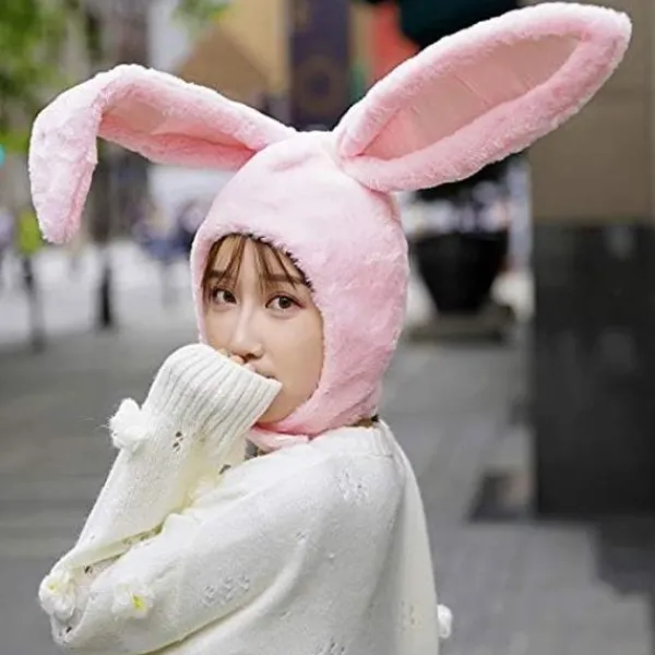 Påskkaninhatt Rolig Öron Plysch Huva Kvinnor Kostym Kaninhatt C> Huvudbonader