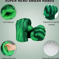 [QD] Hulk-handskar, 1 par mjuka boxningshandskar Hulk-dräkt plyschhand Fis><noscript><img width=