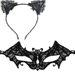 QD-Fashion Kattöron Hårband Spets Ögonmask Kostym Par Söta Sexiga Ögonmask Maskerad Mask Hår Elastisk Båge> Tillbehör