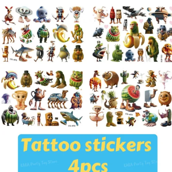 QQ-Italiensk Brainrot Tung Tung Sahur Tralalo Barn Födelsedagsfest Tillbehör Ballong Servis Kopp Tallrik Banner Leksak Presentdekoration> Smink