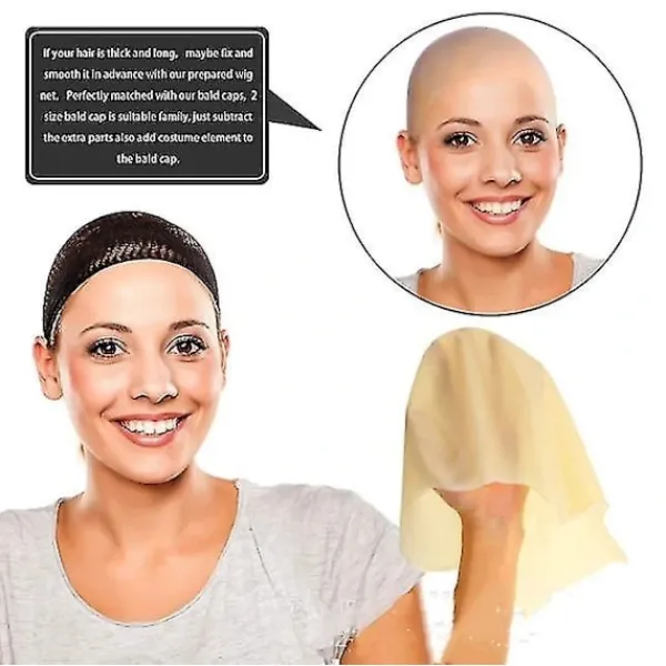 QU-Kal Skalliga Huvuden Latex Skallig Hätta för Vuxna Smink Skalligt Huvud Peruk Hätta Kostymtillbehör, A> Smink