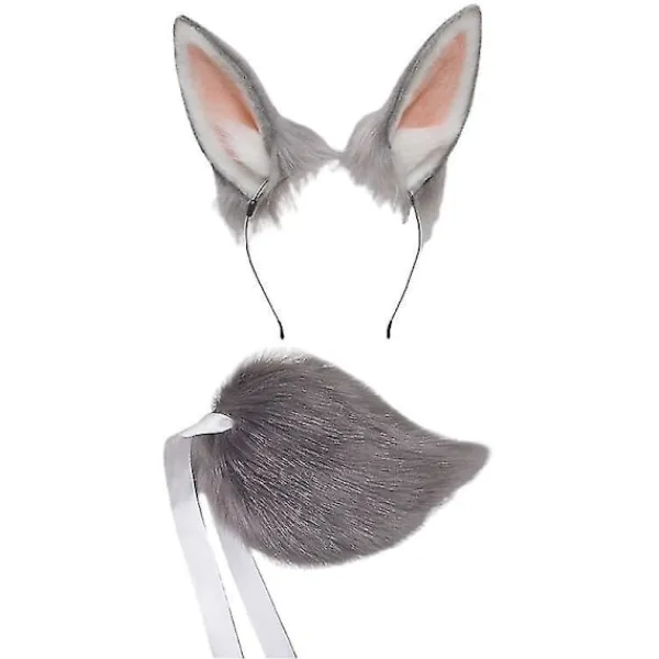 Rabbit Ear Head, Tail Set Plush Halloween Christmas Role Play Accessories> Tillbehör