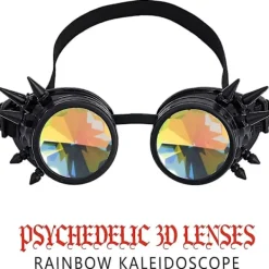 Blueday Rainbow Crystal Linser Steampunk Goggles, bekväm justerbar rem> Tillbehör