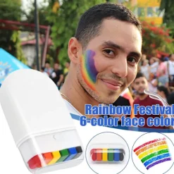 Rainbow Stripe Face Body Paint för Pride Day Parade Cosplay Party Halloween Makeup> Smink