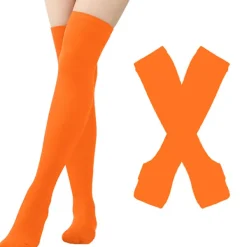 Randiga strumpor Julstrumpor dam Halloweenstrumpor höga strumpor Europeiska och amerikanska festival cosplay damstrumpor MJ51 handskar Ren orange One Size | Fyndiq> Tillbehör