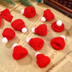 Röd Julhatt Små Stickade Tomteluvor för Handgjorda Hantverk 40st[YJD] Röd Size 1><noscript><img width=