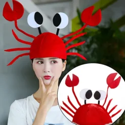 Jettbuying Röda hummer krabba sjödjur hatt rolig julklapp kostym Ac onesize> Huvudbonader