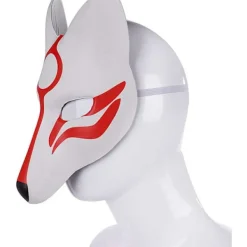 Röda och vita Fox Cosplay-masker, Halloween-masker, japanska masker,><noscript><img width=
