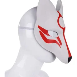 Röda och vita Fox Cosplay-masker, Halloween-masker, japanska masker,><noscript><img width=