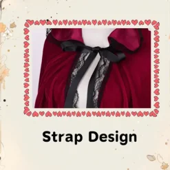 Rödluvan-kappa i sammet för Halloween & Cosplay - Vinröd med svart kant[ZHE] 80CM> Dräkter