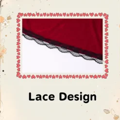 Rödluvan-kappa i sammet för Halloween & Cosplay - Vinröd med svart kant[ZHE] 80CM><noscript><img width=